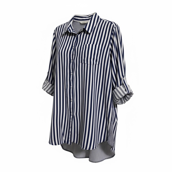 🛍️ Jane Delancey Front & back button down shirt with roll up sleeve Size XL - Picture 1 of 7